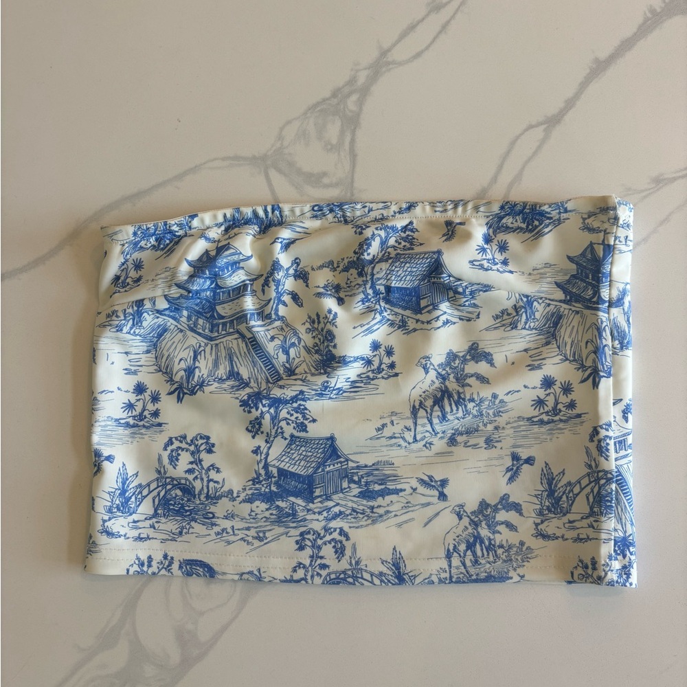 Edikted Blue and White tube top